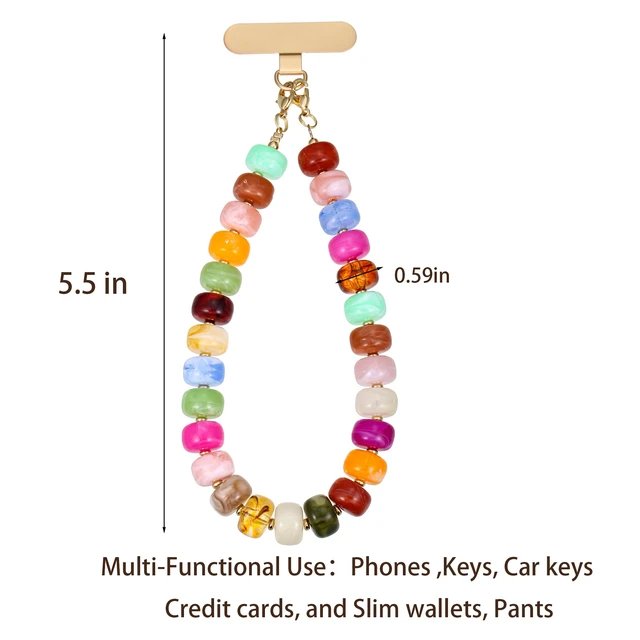 Alt view image 6 of 6 - Colorful Chunky Beaded Phone Charm Wrist Strap for Women | Cute Phone Accessories, Handmade Wristlet Strap for iPhone, Camera and Bag Decoration