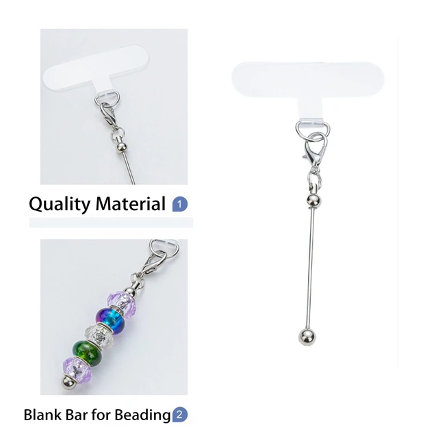 Alt view image 5 of 7 - 15 Pack Beadable Phone Charms with Blank Bar Smartphone Tether Tap Universal Lanyard Patch Accessories for Cell Mobile Phone