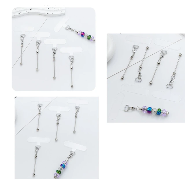 Alt view image 7 of 7 - 15 Pack Beadable Phone Charms with Blank Bar Smartphone Tether Tap Universal Lanyard Patch Accessories for Cell Mobile Phone