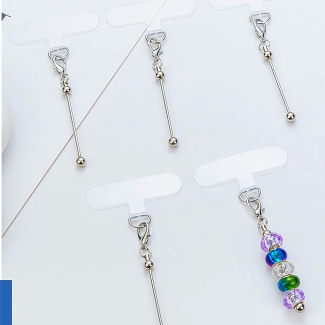 Alt view image 6 of 7 - 15 Pack Beadable Phone Charms with Blank Bar Smartphone Tether Tap Universal Lanyard Patch Accessories for Cell Mobile Phone