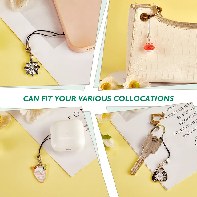 Alt view image 6 of 7 - Cute Cat Cell Phone Charm Strap for Case, Black Enamel, 8 Pcs | Y2K Alloy Heart Cat Phone Chain, for Bag Keychain Camera Wallet Decor