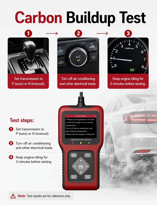 Alt view image 5 of 7 - TesGo 2 in 1 OBD2 Scanner and 12V Battery Tester, Car Diagnostic Tool | Check Engine Code Reader, Carbon Buildup Test, Cranking & Charging System Test, I/M Readiness, DTC Lookup, Vehicles 1996+
