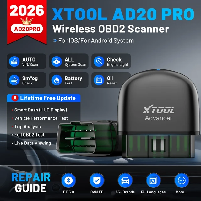 Alt view image 2 of 7 - AD20 Pro OBD2 Scanner - Full System Car Diagnostic Scan Tool | No Subscription, AI Analysis, Wireless OBD Car Code Reader, Oil Reset, Performance Test, Voltage Test