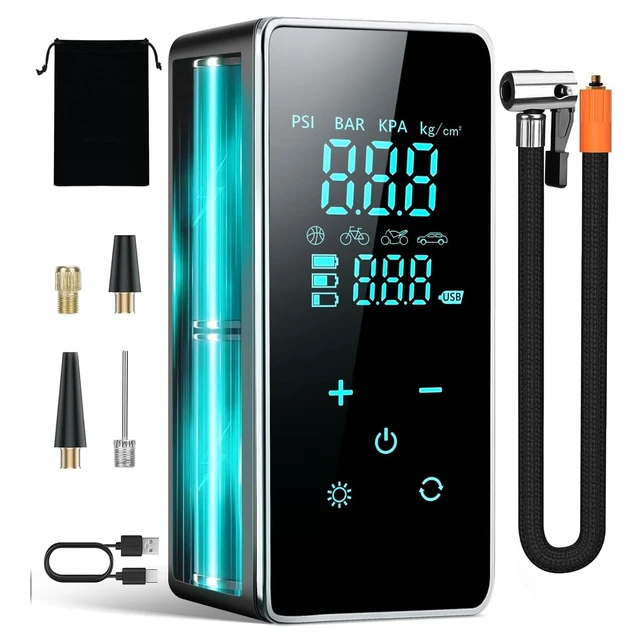 Main image of Tire Inflator Portable Air Compressor 150 PSI Cordless Bike Pump for Car. | Air Pump for Car Tires, Bike Pump with Tire Pressure Gauge,LED Light,Digital Touch Screen