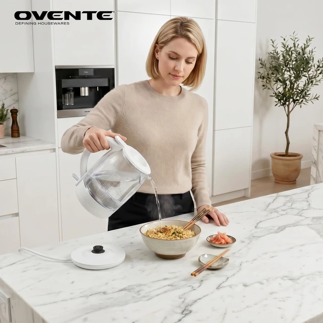 Alt view image 4 of 7 - 1.5L Glass Electric Kettle Water Boiler, White KG516W | 1500W Fast Boiling, Easy Fill Lid, Stainless Steel Filter, LED Indicator, Auto Shut-Off, Boil-Dry Protection, 360° Base