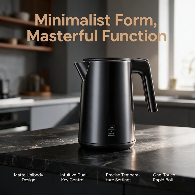 Alt view image 5 of 5 - Electric Kettle Adjustable Temperature,1200W Rapid Heat Water Boiler, Black | Double Wall Cool Touch , All Stainless Steel Water Contact, Auto Shutoff, Portable Electric Kettle for Household, Office