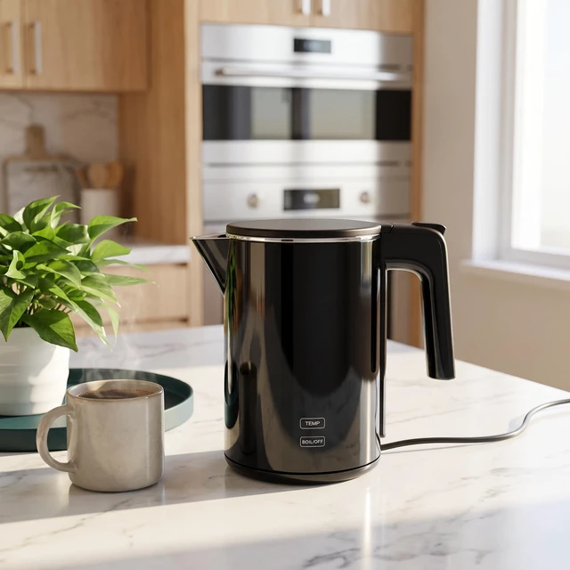 Alt view image 2 of 6 - Electric Kettle 1.0L Adjustable Temperature, 1200W Fast Heating, BPA-Free | Cool Touch Anti-Scald Outer Shell, Food-Grade Stainless Steel Interior, for Home Office Dorm