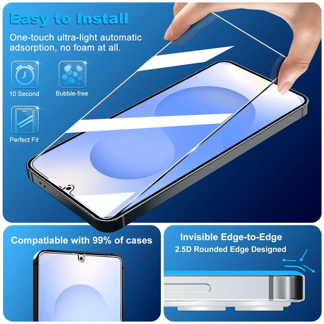 Alt view image 4 of 7 - [3+3 Pack Pack Galaxy A17 5G Screen Protector, HD Clear Tempered Glass, Fingerprint Unlock, 3D Curved, Scratch Resistant, No Bubble for Samsung Galaxy A17 5G Glass Screen Protector