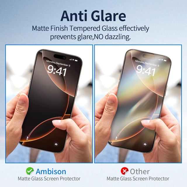 Alt view image 3 of 7 - Matte Screen Protector for iPhone 16 Pro Max 6.9inch, 2 Pack | Anti Glare, Anti Fingerprint, 9H Tempered Glass, Scratch Resistance Military-Grade, Smooth as Silk, Easy Installation Frame