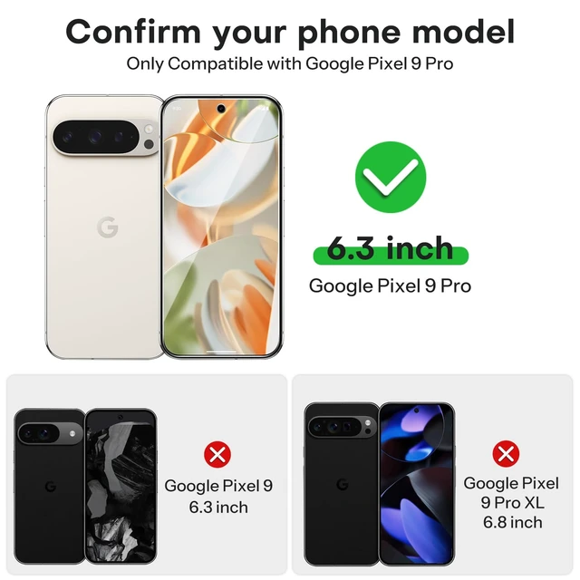 Alt view image 2 of 7 - 3+2 Pack for Google Pixel 9 Pro Screen Protector 6.3 inch | 3 Pack Tempered Glass Screen Protector&2 Pack Camera Lens Protector with Alignment Framework, Case Friendly(Not for 9/9 XL)