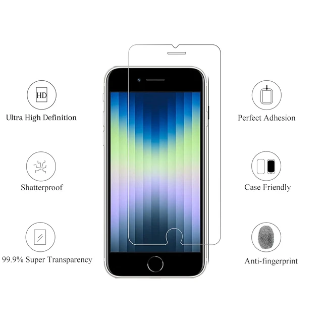 Alt view image 2 of 6 - 2 Pack Screen Protector for iPhone SE 2020/2022 | 0.33mm, 4.7 Inch, Tempered Glass, Case Friendly, iPhone SE 2nd/3rd Generation
