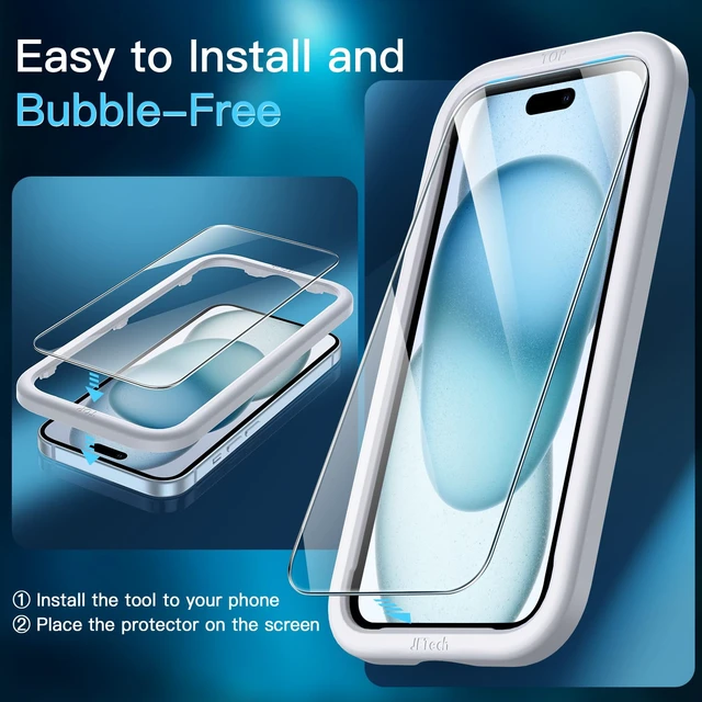 Alt view image 4 of 7 - Screen Protector for iPhone 15 Plus, 2-Pack | 9H Tempered Glass, HD Clear, Anti-Scratch Protection, Easy Installation Tool