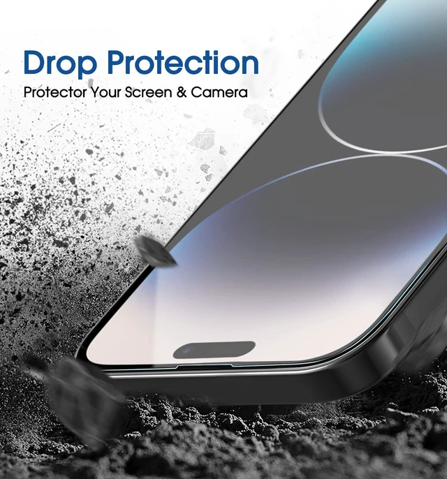 Alt view image 3 of 6 - OneTouch for iPhone 14 Pro Max Screen Protector 6.7'' Tempered Glass | Auto-Alignment, 30s Install, Bubble Free, 9H Hardness, Scratch & Drop Protection, HD Clear, Case Friendly, 2 Pack (14P-6.7'')