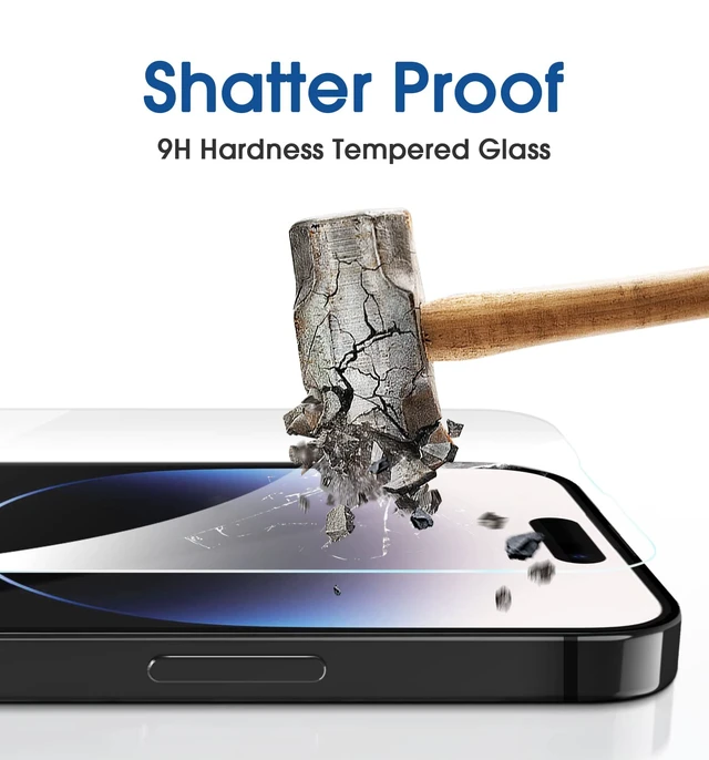 Alt view image 4 of 6 - OneTouch for iPhone 14 Pro Max Screen Protector 6.7'' Tempered Glass | Auto-Alignment, 30s Install, Bubble Free, 9H Hardness, Scratch & Drop Protection, HD Clear, Case Friendly, 2 Pack (14P-6.7'')