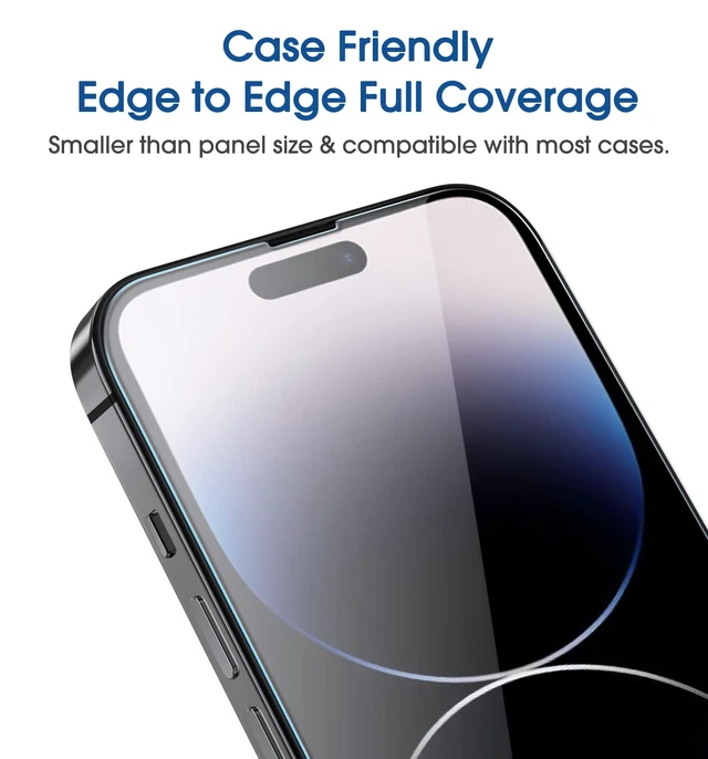 Alt view image 6 of 6 - OneTouch for iPhone 14 Pro Max Screen Protector 6.7'' Tempered Glass | Auto-Alignment, 30s Install, Bubble Free, 9H Hardness, Scratch & Drop Protection, HD Clear, Case Friendly, 2 Pack (14P-6.7'')