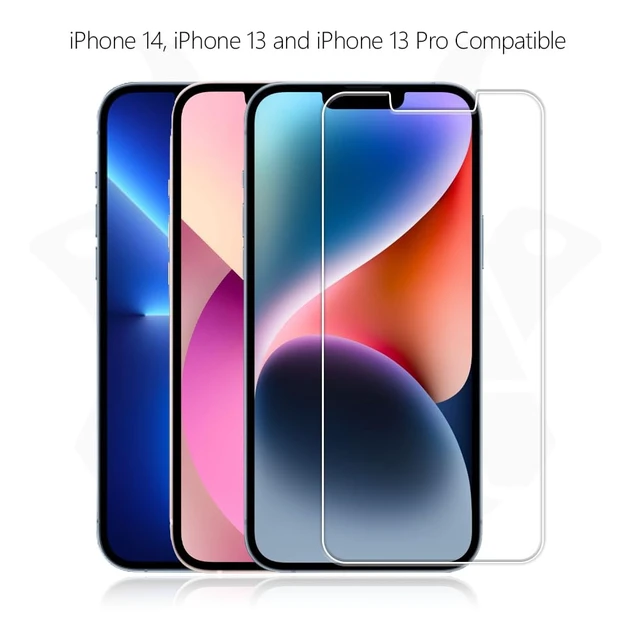 Alt view image 2 of 5 - 2 Pack Glass Screen Protector for iPhone 13, 13 Pro and 14 | 9H Premium Tempered Glass, Lifetime Replacement, Ultra Clear, Scratch Resistant, Phone Case Compatible, Screen Saver