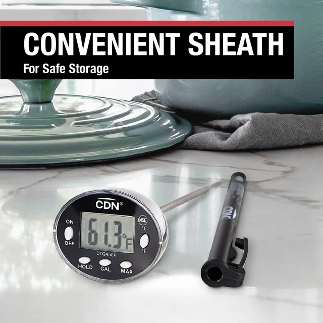 Alt view image 3 of 6 - Waterproof Digital Thermometer Long 4.75" Stem, NSF Certified, Ideal for for Bread Baking, Cooking, Brewing - DTQ450X