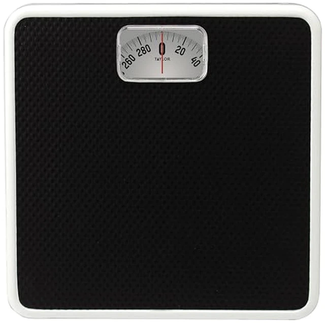 Main image of Analog Bathroom Scale for Body Weight, 300 lb Capacity, White/Black | Durable construction, easy-to-read digital display, classic analog dial, built to last