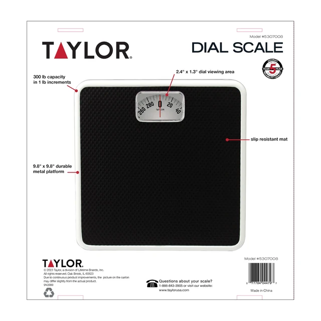 Alt view image 5 of 7 - Analog Bathroom Scale for Body Weight, 300 lb Capacity, White/Black | Durable construction, easy-to-read digital display, classic analog dial, built to last