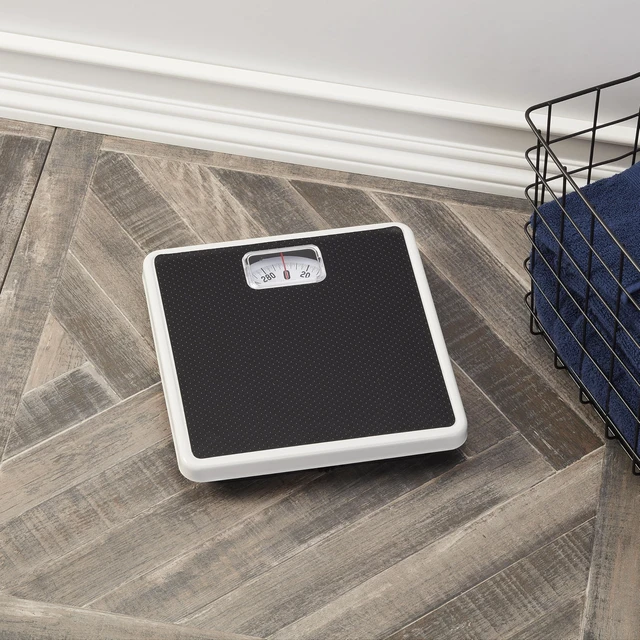 Alt view image 3 of 7 - Analog Bathroom Scale for Body Weight, 300 lb Capacity, White/Black | Durable construction, easy-to-read digital display, classic analog dial, built to last