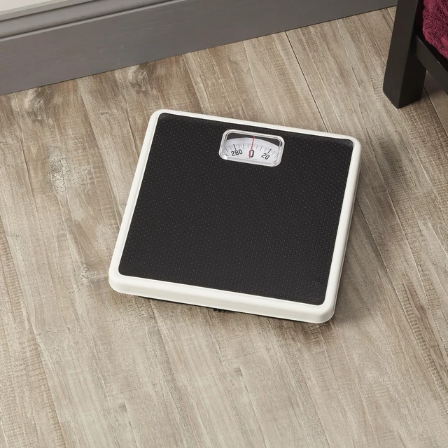 Alt view image 7 of 7 - Analog Bathroom Scale for Body Weight, 300 lb Capacity, White/Black | Durable construction, easy-to-read digital display, classic analog dial, built to last