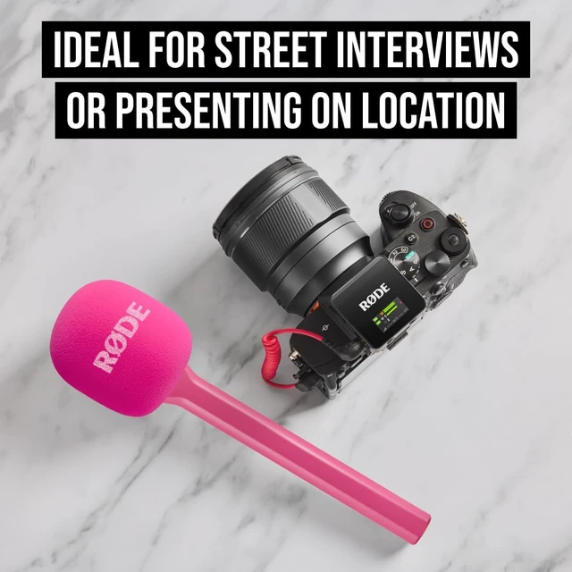 Alt view image 4 of 5 - Interview GO Handheld Adaptor for RØDE Wireless Microphones (Pink) | Handheld adapter with foam windshield for interviews, field reporting and content creation