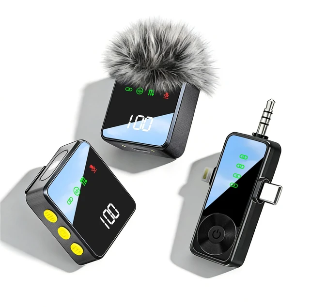 Main image of Wireless Lavalier Microphone for iPhone, Android & Camera - Black | Mini Mic with Digital Display & Noise Reduction, 20H Battery Life, Mics for Video Recording, TikTok, YouTube, Vlogging(Black)