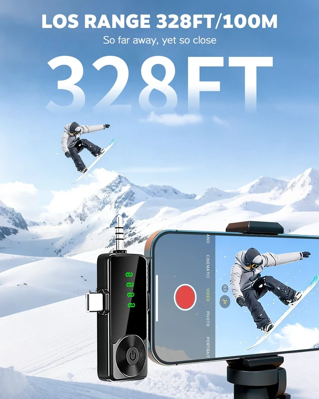 Alt view image 6 of 7 - Wireless Lavalier Microphone for iPhone, Android & Camera - Black | Mini Mic with Digital Display & Noise Reduction, 20H Battery Life, Mics for Video Recording, TikTok, YouTube, Vlogging(Black)