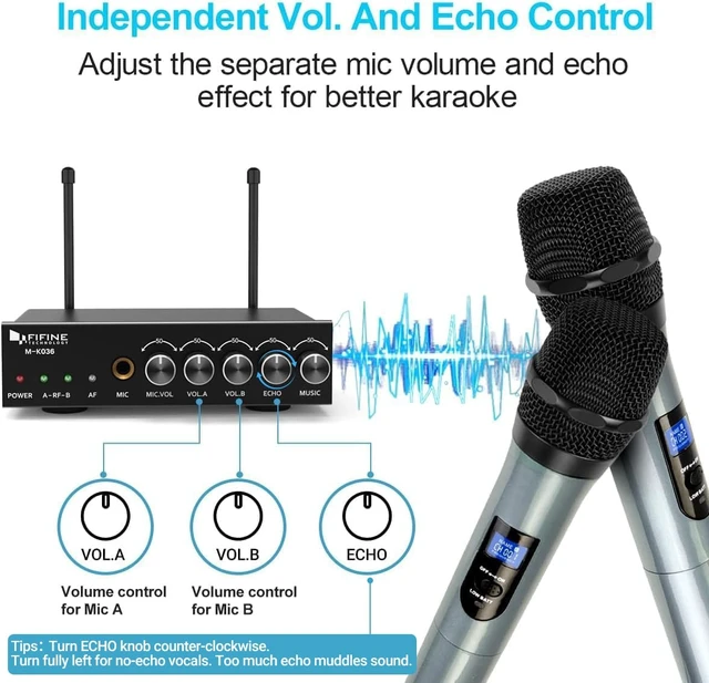 Alt view image 5 of 6 - K036 UHF Dual Channel Wireless Handheld Microphone System | Easy-to-use Wireless Microphone System for Karaoke Meeting