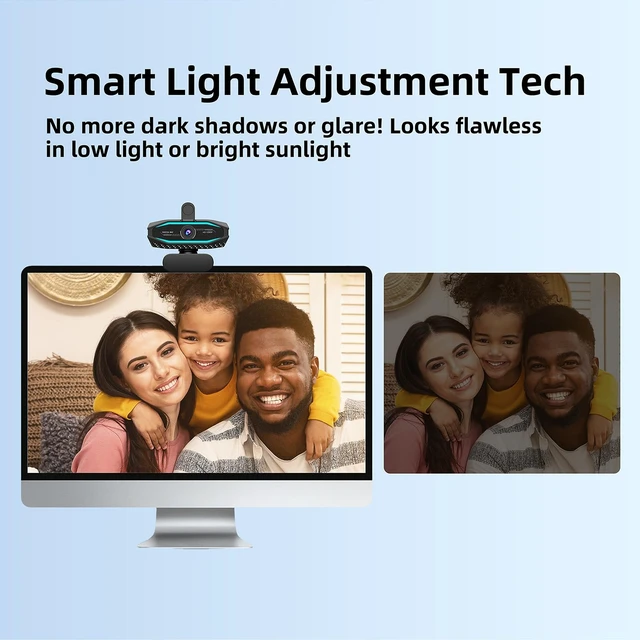 Alt view image 4 of 7 - 1080P HD Webcam with Microphone, USB Computer Camera for Laptop PC Desktop | 30fps web cam, Plug & Play USB with Privacy Cover, Auto Light Correction, RGB Status Light, for Remote Video Work