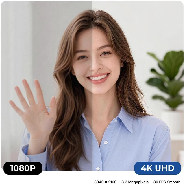 Alt view image 3 of 7 - 4K Webcam with Microphone, Triple Privacy Protection Computer Camera Calls | Plug & Play USB-A & USB-C, 360° Rotation & 90° Tilt, Auto Light Correction,Driver-Free Setup,PC Laptop WebCam for Work Home