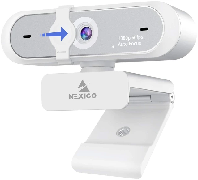 Main image of N660P 1080P 60FPS Webcam with Software Control, Dual Microphone & Cover, Autofocus, HD USB Computer Web Camera, for OBS/Zoom/Skype/FaceTime/Teams/Twitch, White