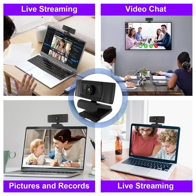Alt view image 4 of 6 - Full HD Webcam 1080P - Pro Web Camera with Digital Microphone for Ultimate Streaming Experience - USB Computer Camera for PC, Laptop, Desktop & Mac - Perfect for Skype, YouTube, & More