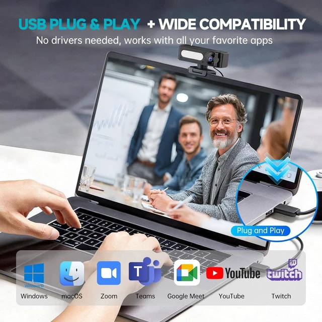 Alt view image 6 of 7 - G53 4K Webcam with Noise-Canceling Microphone for PC Laptop | 120° Wide-Angle & Autofocus Video Streaming Computer Camera, Remote Controlworks with Zoom/Teams/Mac