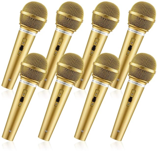 Main image of 8PCS Fake Microphone Prop - Realistic Plastic Mic Set, Gold | Eye-catching Prop for Cosplay, Anime Conventions, Dress-up and Halloween, Lightweight Plastic with Realistic Details