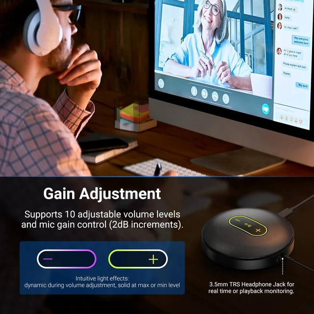 Alt view image 7 of 7 - UM04 USB Microphone, AI Cancelling Desktop Omnidirectional Condenser Mic with 48KHz/24Bit Mute for Online Meeting Recording Skype Teaching Windows Computer Laptop PC Mac Phone (Not Speaker)