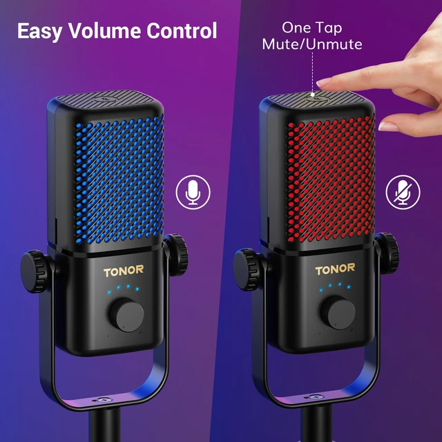Alt view image 6 of 7 - Gaming Microphone Compatible with Xbox, RGB Condenser Streaming Mic, Low Noise, Gain Control, One Tap Mute, Compatible with Capture Card, 200 cm/78inch Cable, Desktop Stand, Black TCX3