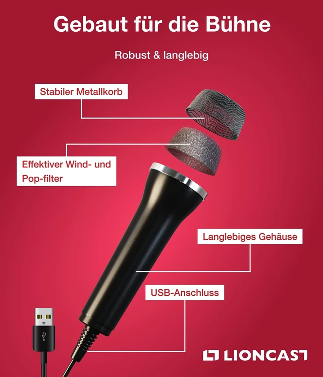 Alt view image 3 of 7 - Universal USB Microphone Compatible with Computer and Karaoke Gaming (SingStar, Voice of Germany, Lets Sing, We Sing) Compatible with Wii, PlayStation (PS5, PS4), Xbox One & PC Games, 3m