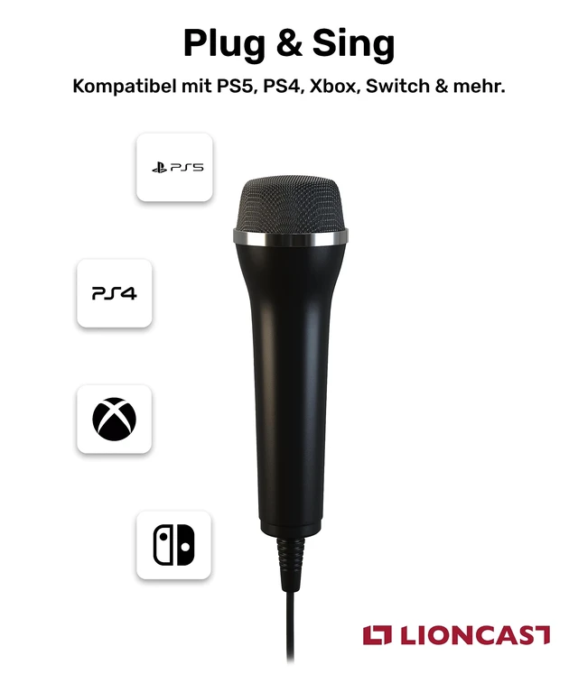 Alt view image 5 of 7 - Universal USB Microphone Compatible with Computer and Karaoke Gaming (SingStar, Voice of Germany, Lets Sing, We Sing) Compatible with Wii, PlayStation (PS5, PS4), Xbox One & PC Games, 3m