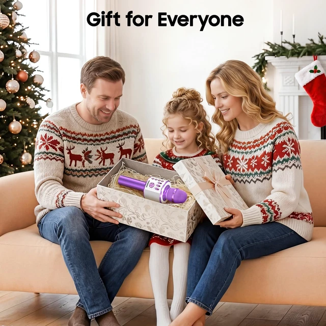 Alt view image 6 of 7 - Wireless Bluetooth Karaoke Microphone, 3-in-1 Portable Handheld Mic Speaker Machine for All Smartphones, for Girls Boys Kids Adults All Age Q37(Light Purple)