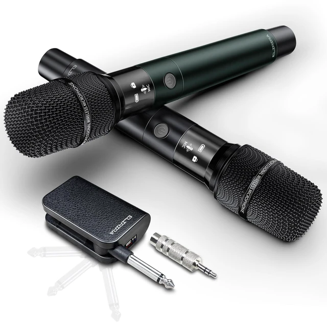 Main image of Dual Handheld Wireless Microphone System | Rechargeable 2.4GHz, Foldable Receiver, 200FT Range, 30H Battery, For Speaker & Karaoke Machine