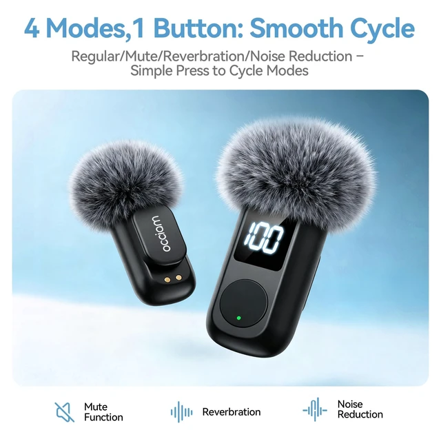 Alt view image 5 of 7 - Mini Lavalier Microphone for iPhone & Android Wireless Microphone | Noise Reduction Magnetic Mini Lapel Mic with 54H Charging Case for YouTube Podcast Tiktok Vlogging Video Recording Black