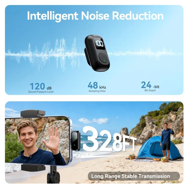 Alt view image 2 of 7 - Mini Lavalier Microphone for iPhone & Android Wireless Microphone | Noise Reduction Magnetic Mini Lapel Mic with 54H Charging Case for YouTube Podcast Tiktok Vlogging Video Recording Black