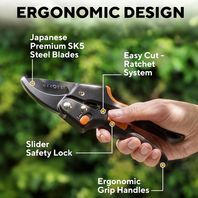Alt view image 5 of 7 - Ratchet Pruning Shears Heavy Duty, Hand Pruners for Gardening | Cuts 3x Easier for Arthritis and Weak Grip, 8 in Extra Sharp Anvil Blade, Garden Clippers for Branches and Trees