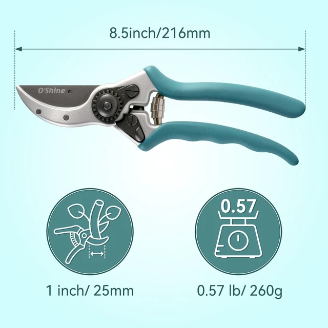 Alt view image 6 of 6 - Premium Bypass Pruning Shears - Heavy Duty Garden Shears | Forged Aluminum Hand Pruners with Non Stick PTFE Coated Blade, Textured Anti Slip Grip and 1 Inch Capacity