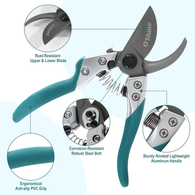 Alt view image 2 of 6 - 8" Professional Bypass Pruning Shears - Heavy Duty Garden Shears | Sharp Japanese SK5 Steel Hand Pruners with Ergonomic Non Slip Grip and 1 Inch Cut Capacity Garden Clippers