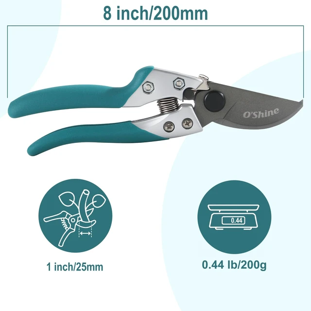 Alt view image 5 of 6 - 8" Professional Bypass Pruning Shears - Heavy Duty Garden Shears | Sharp Japanese SK5 Steel Hand Pruners with Ergonomic Non Slip Grip and 1 Inch Cut Capacity Garden Clippers