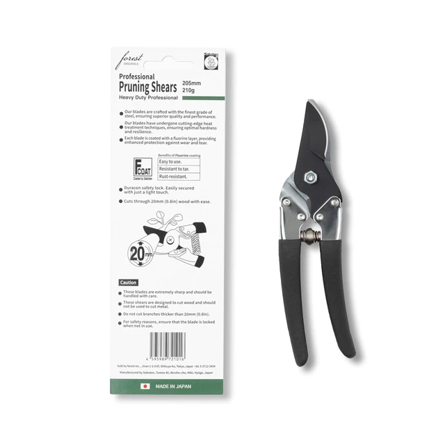 Alt view image 7 of 7 - Saboten Japanese Pruning Shears 7.9" Professional Bypass Garden Clippers, Made in Japan, Sharp Carbon Steel Blade with Sap-Resistant Fluorine Coating, Cuts up to 3/4 in (20 mm)