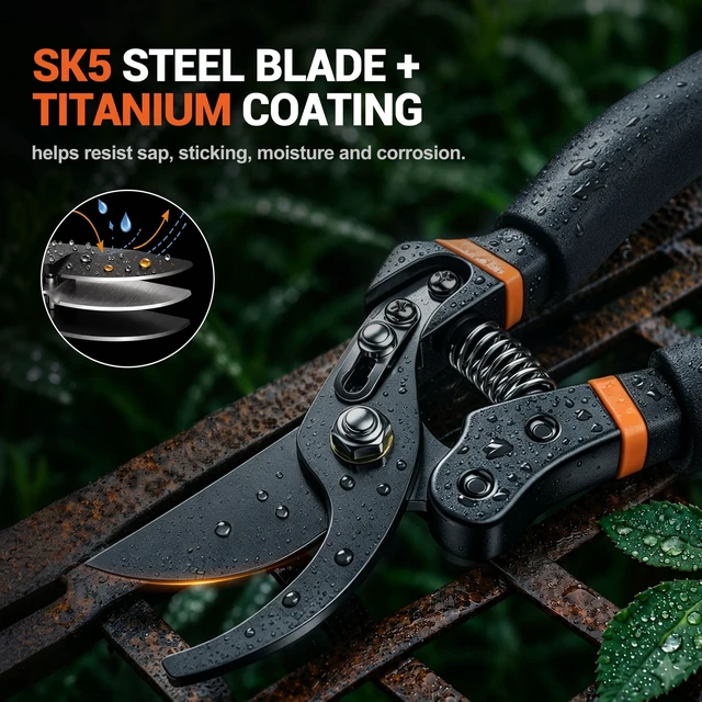 Alt view image 5 of 7 - ® Bypass Pruning Shears for Arthritic Hands, 5mm Cushioned Foam Grips | Heavy Duty Garden Clippers & Scissors, Cut 4X Easier, Ultra-Sharp Japanese SK5 Blade, One-Piece Metal Handles, 3/4" Capacity