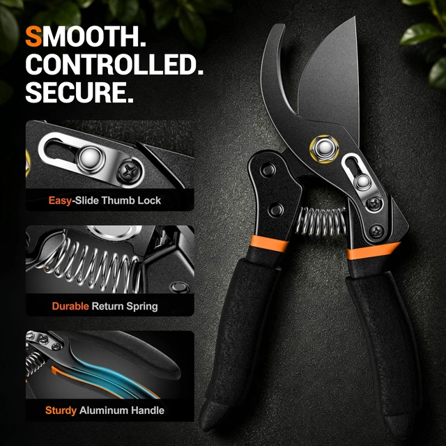 Alt view image 4 of 7 - ® Bypass Pruning Shears for Arthritic Hands, 5mm Cushioned Foam Grips | Heavy Duty Garden Clippers & Scissors, Cut 4X Easier, Ultra-Sharp Japanese SK5 Blade, One-Piece Metal Handles, 3/4" Capacity